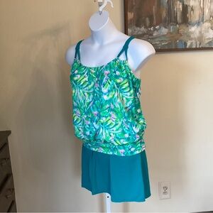 Kim Gravel Swimsuit For All Blouson Tankini with Skirted Bottom Size 12 NWT